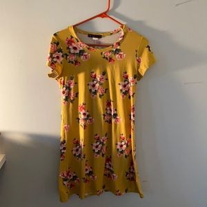 Yellow floral t-shirt dress